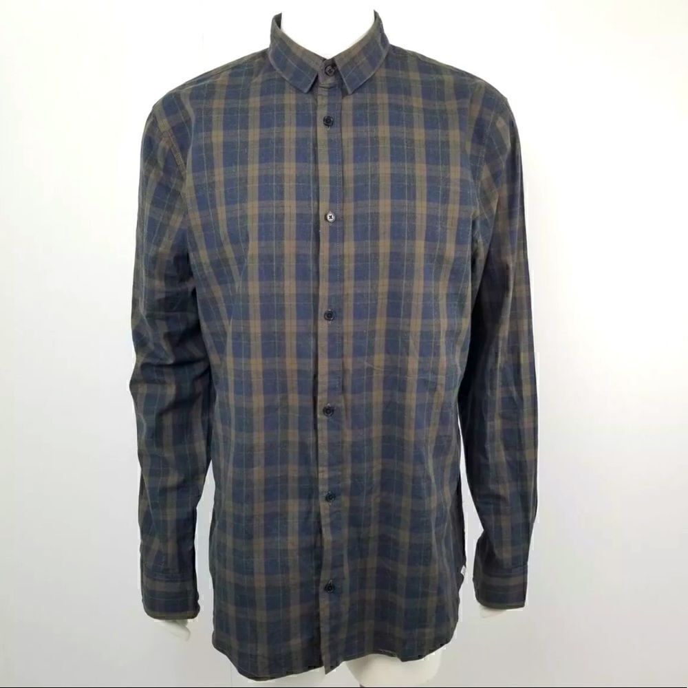 Sovereign Code Mens Brown Plaid Long Sleeve Button Down Shirt Size XXL 2XL NWT